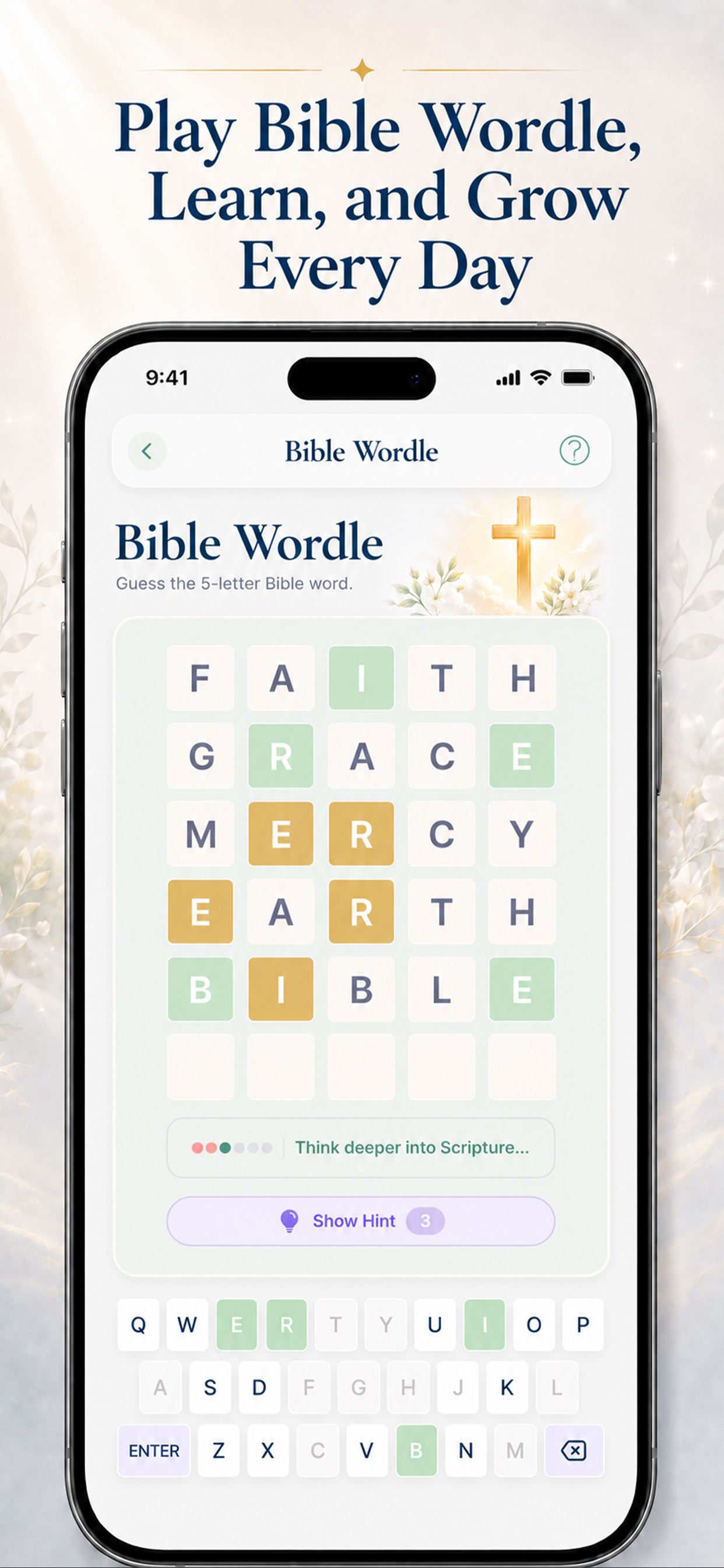Bible Wordle puzzle screen